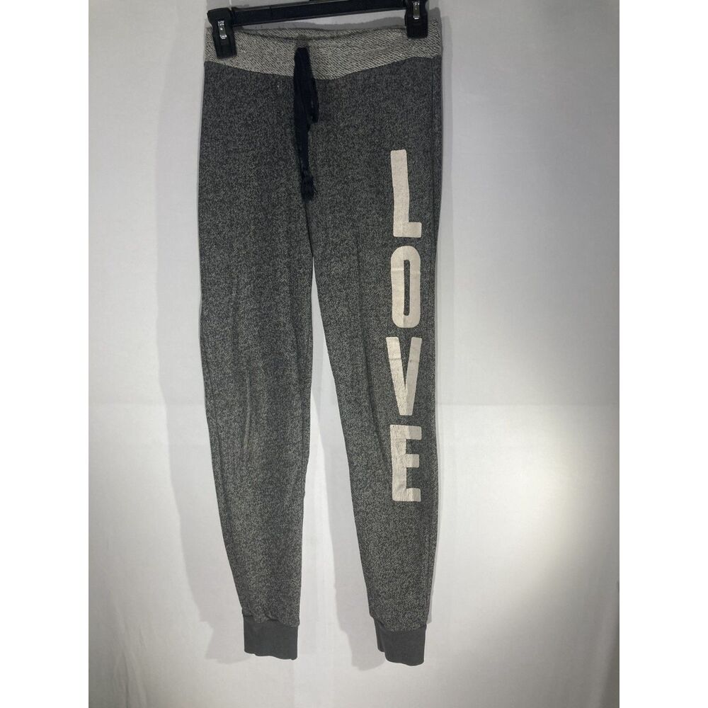 Women's Gray Marled Knit LOVE Graphic Jogger Sweatpants Loungewear